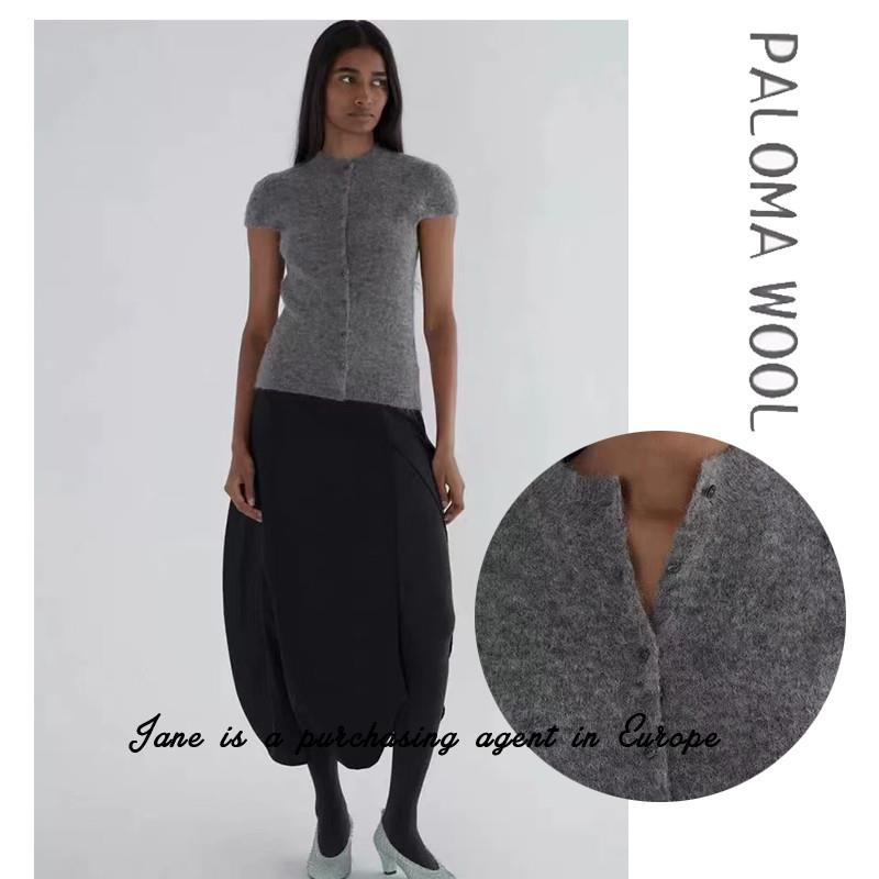 国现 西班牙直邮 PALOMA WOOL 羊毛混纺简约弹力灰色针织开衫毛衣