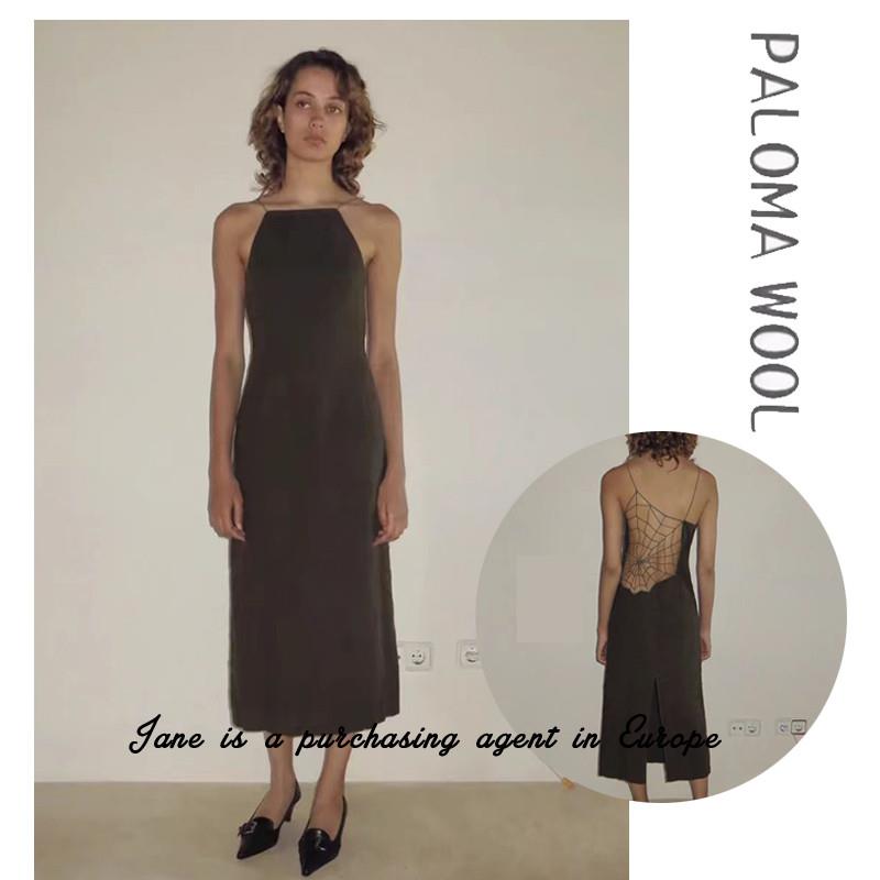 国现 西班牙直邮 PALOMA WOOL 性感露背式蜘蛛网镂空吊带洋装