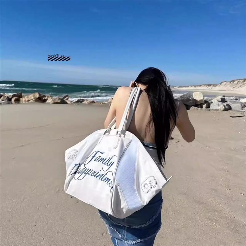 现货速发 沙滩度假单肩包美式托特包超大容量通勤腋下包