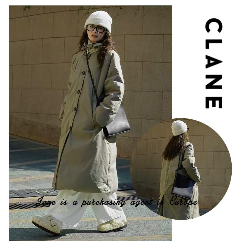 国现 日本直邮 CLANE 松本惠奈工装立领廓形长版排扣军绿羽绒服