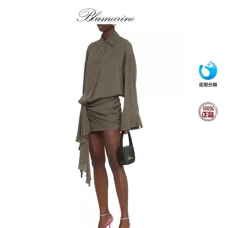 Blumarine 欧美设计感气质修身显瘦包臀衬衫式连衣裙