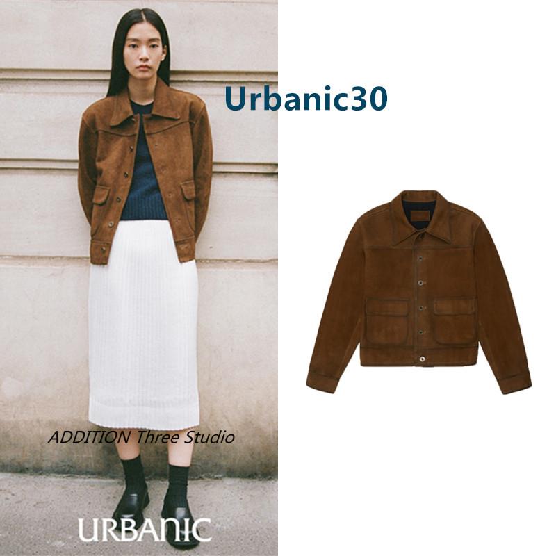 正品 Urbanic30 23秋冬新款韩版复古翻领麂皮休闲宽松夹克短外套