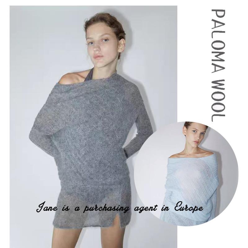 国现 PALOMA WOOL 24新款女士羊毛混纺Sutil不规则针织毛衣上衣服
