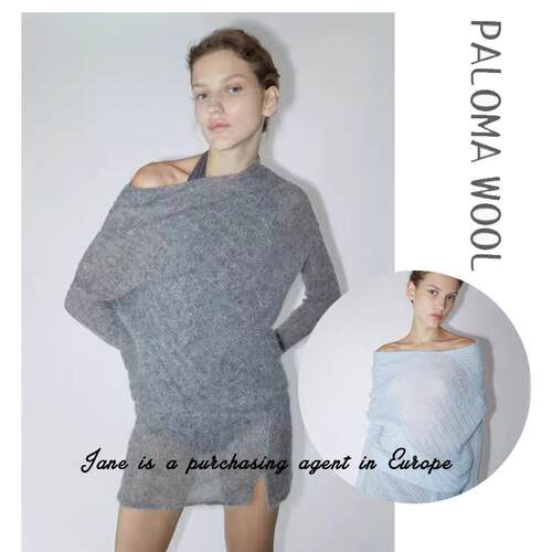 国现 PALOMA WOOL 24新款女士羊毛混纺Sutil不规则针织毛衣上衣服