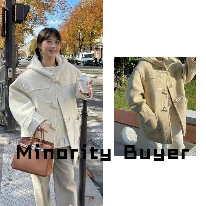 现货 买手店 THE ABLE 22秋冬牛角扣连帽休闲中长版加厚大衣外套