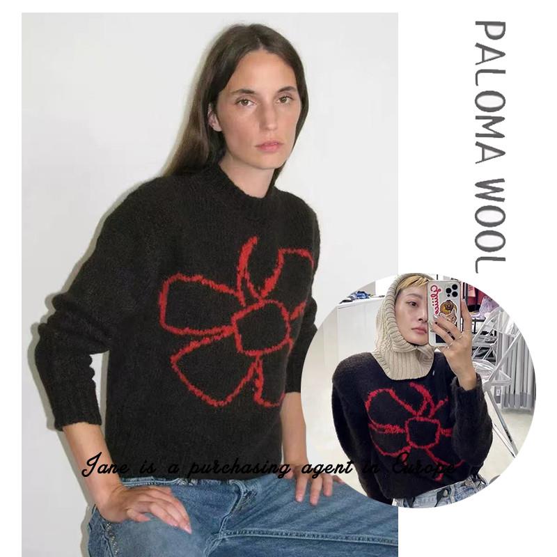 国现 西班牙直邮 PALOMA WOOL 羊毛混纺钩花图案针织毛衣套头衫