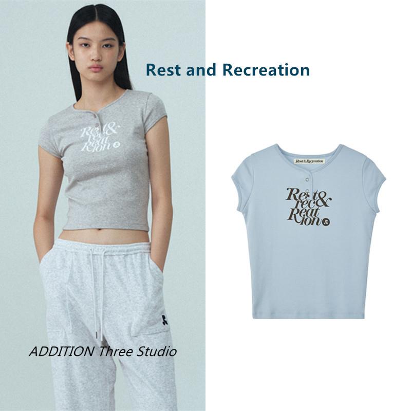 韩国 Rest and Recreation 赵露思同款字母印花修身字母短袖T恤女