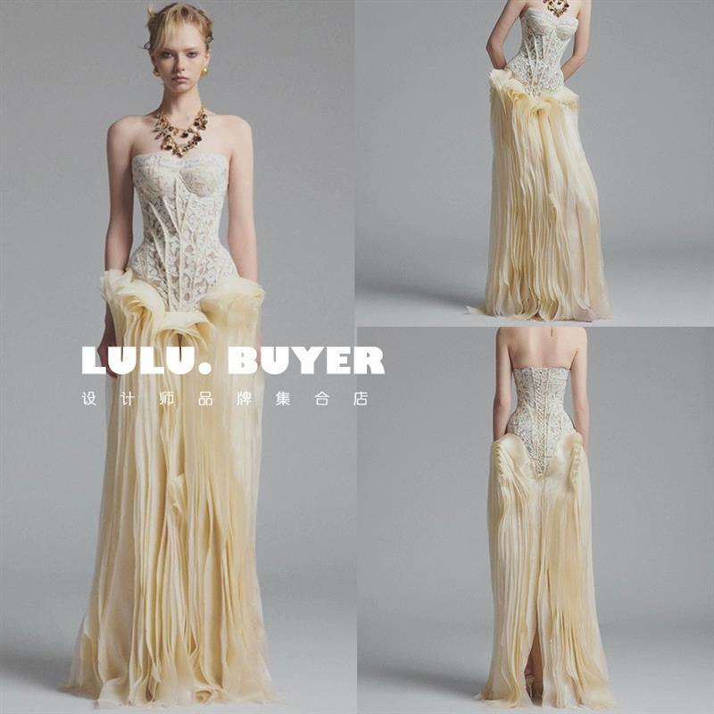 LULU买手店越南正品Ononmade长裙25新款抹胸鱼骨剪裙摆连衣裙礼服