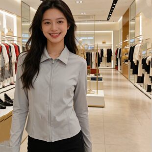 修身 新款 显瘦衬衣短外套 女6W8022小蛮腰2026夏季 洁米冰感防晒衬衫