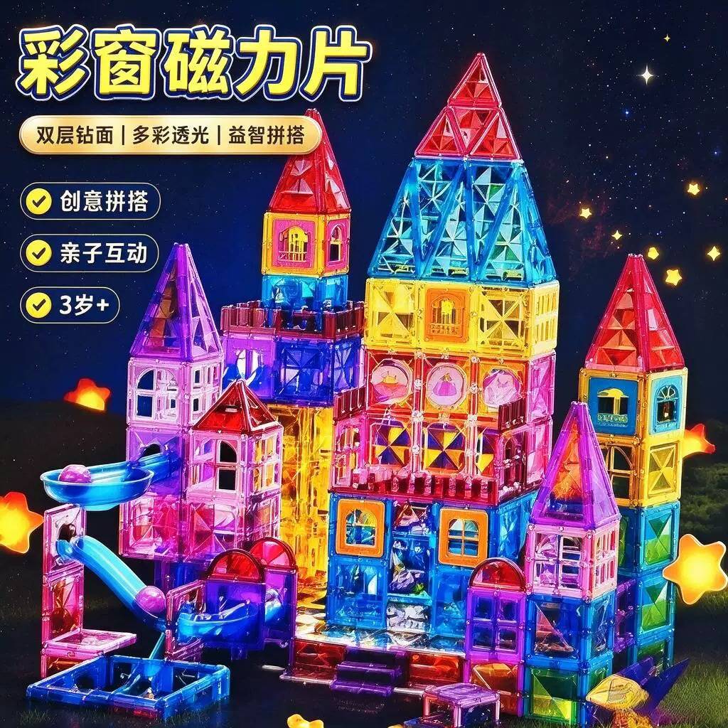 超大号彩窗磁力片儿童益智早教