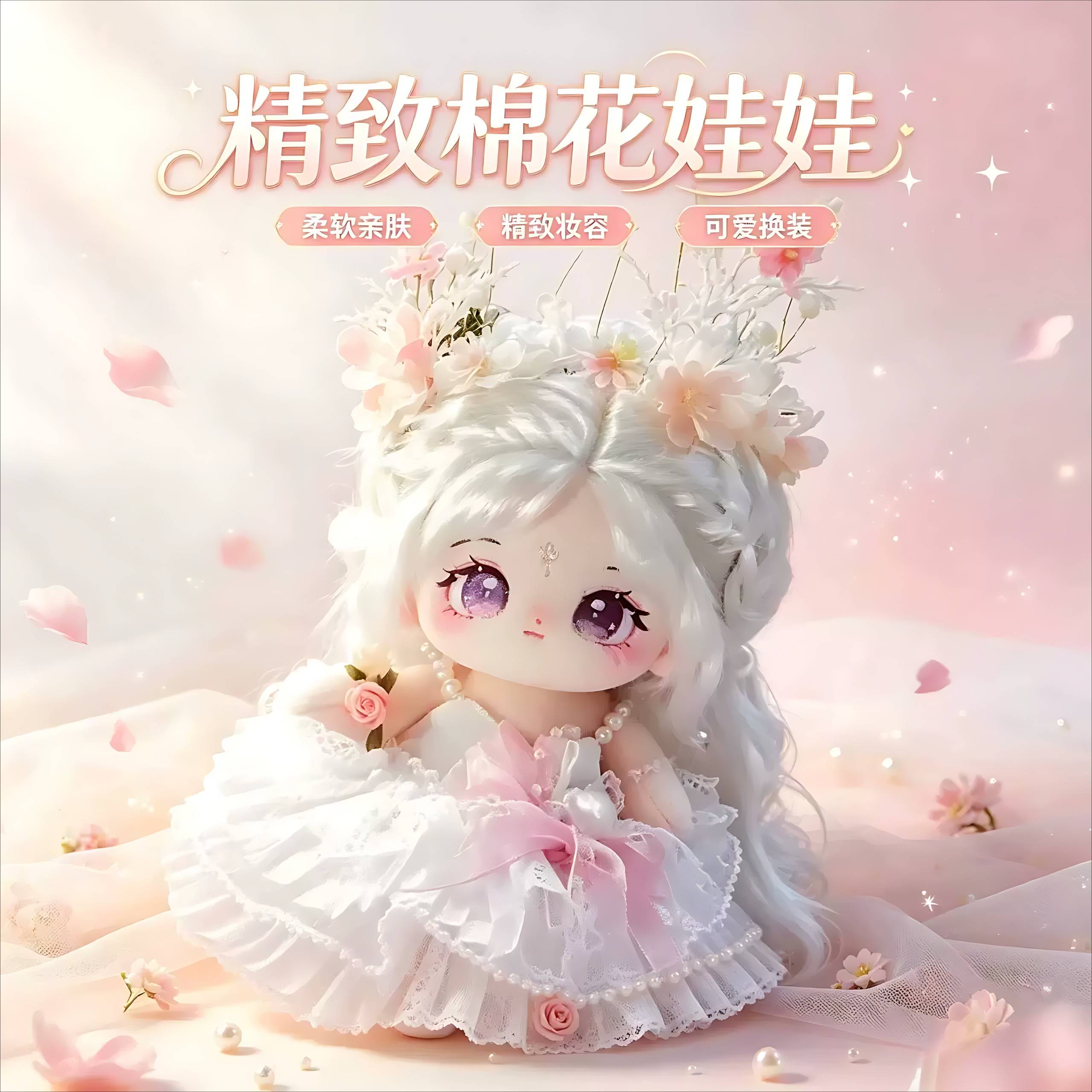 正版棉花娃娃女款20cm毛绒玩偶