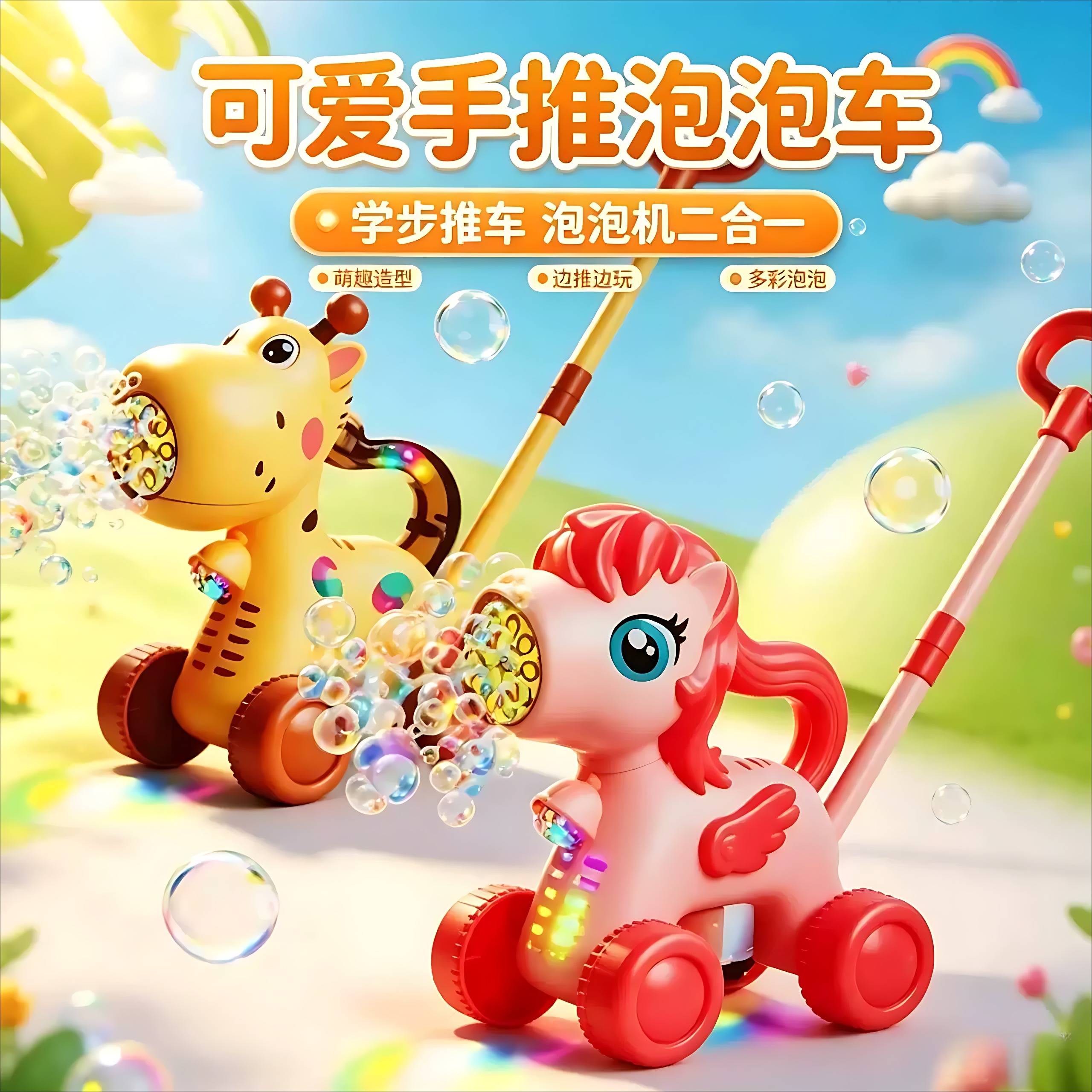 儿童长颈鹿造型电动泡泡车玩具