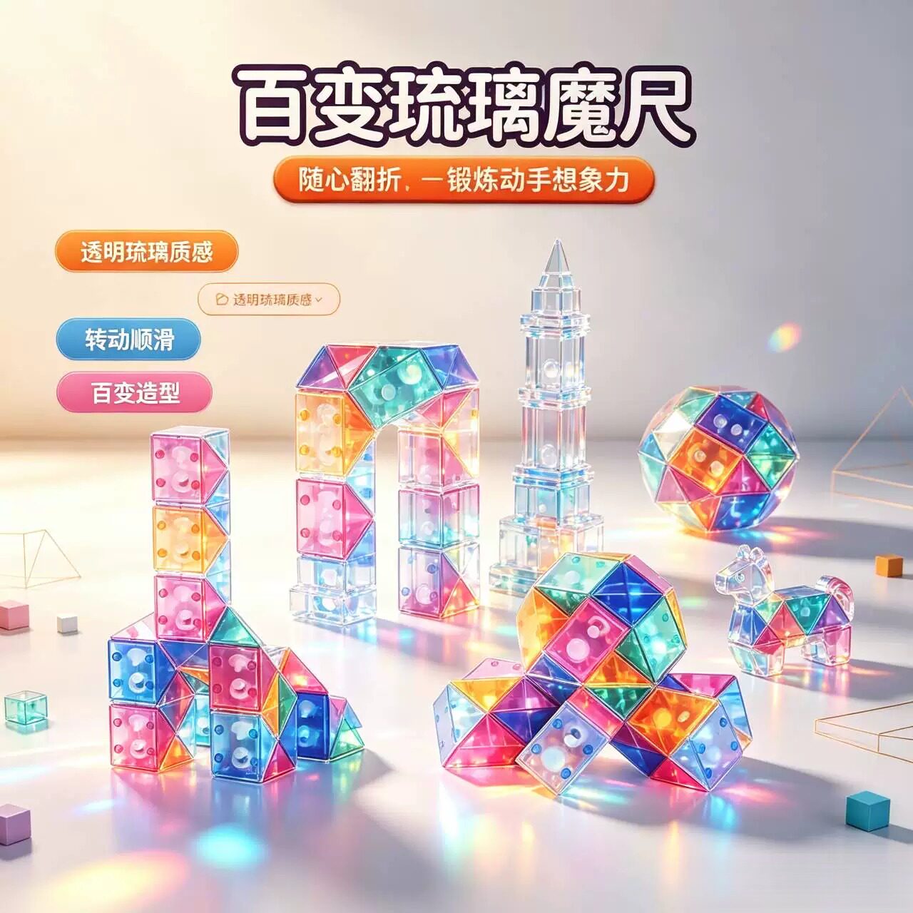 益智百变水晶魔尺2436486072段图片