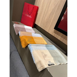 空调男女围巾披肩大规格防晒柔软戒指绒 25春夏LP拼色水溶羊毛薄款