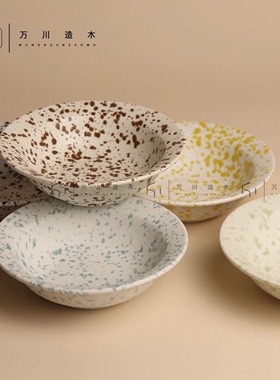 万川造木泼墨碗宠物猫碗狗碗陶瓷碗防打翻小型犬简约易清洗珐琅盘