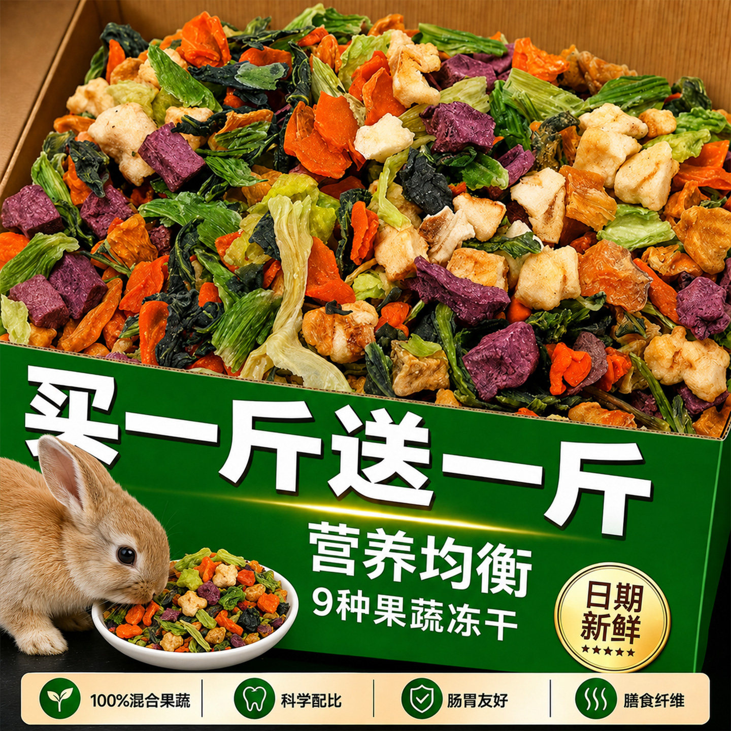 【0添加！】兔零食混合果蔬冻干