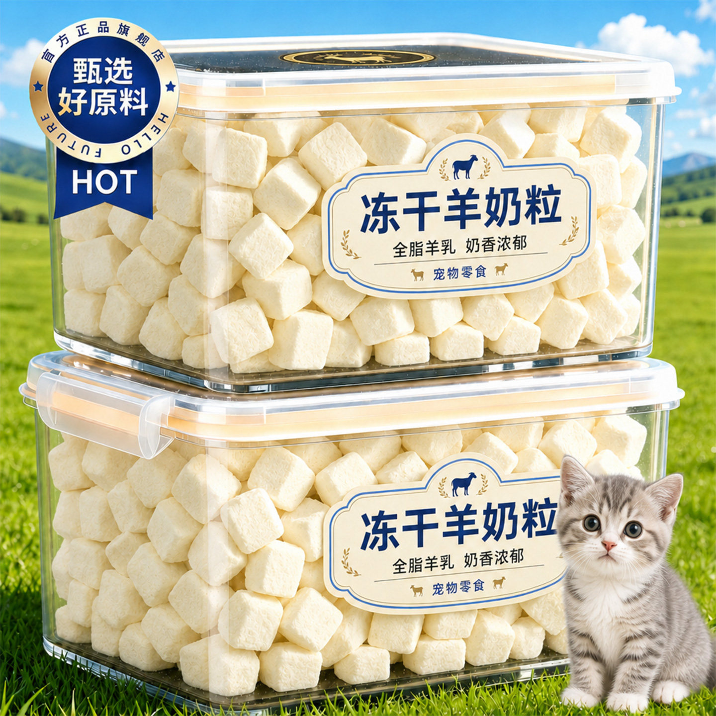 【双益生元】全脂冻干羊奶粒