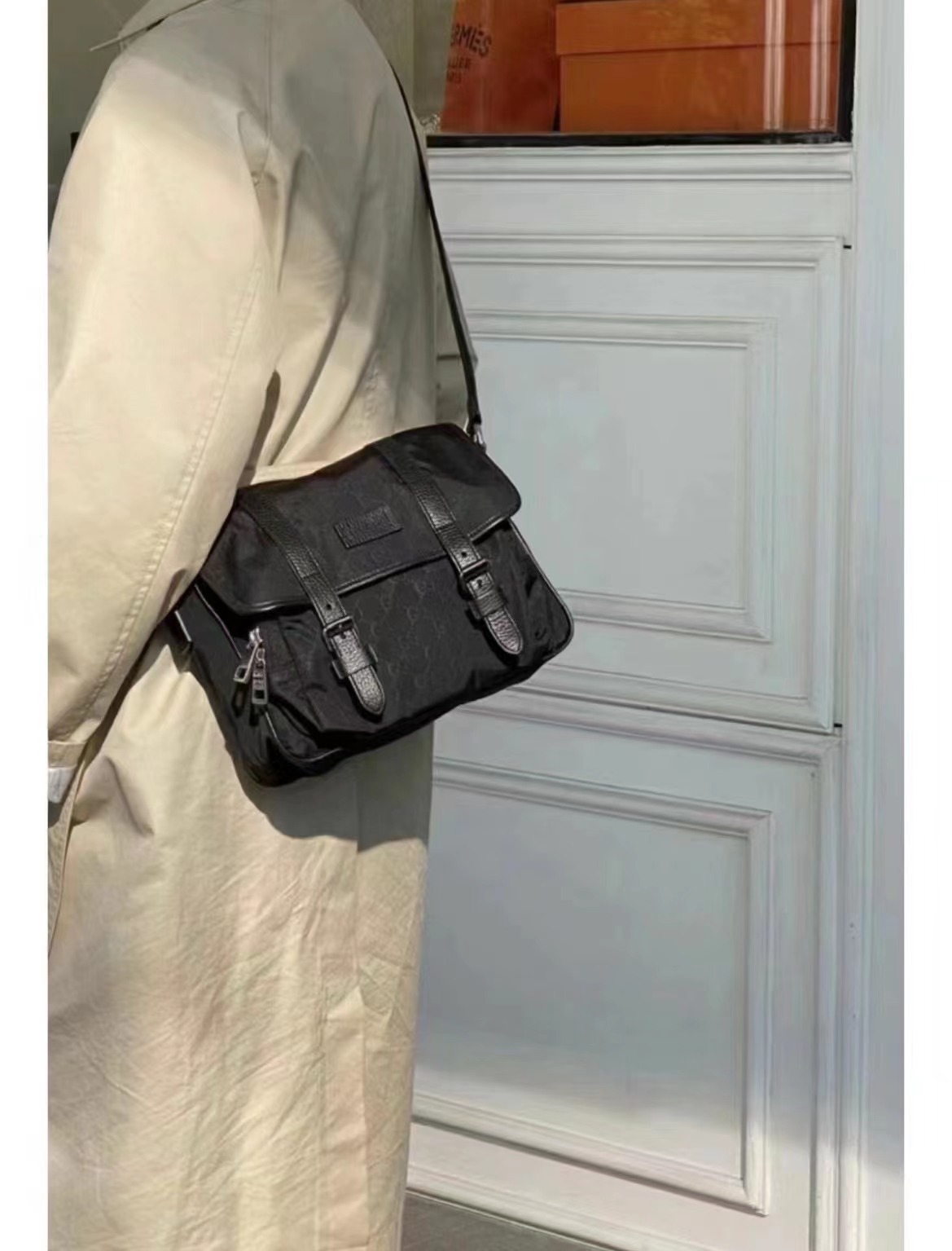 轻奢大牌正品Gucci/古驰 510335 男式双G印花纹单肩休闲斜挎包