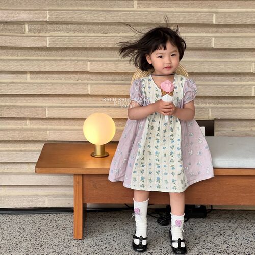 KaloKalo原创设计婴幼童法式拼接裙A类棉包屁小龄可爱棉纱度假裙