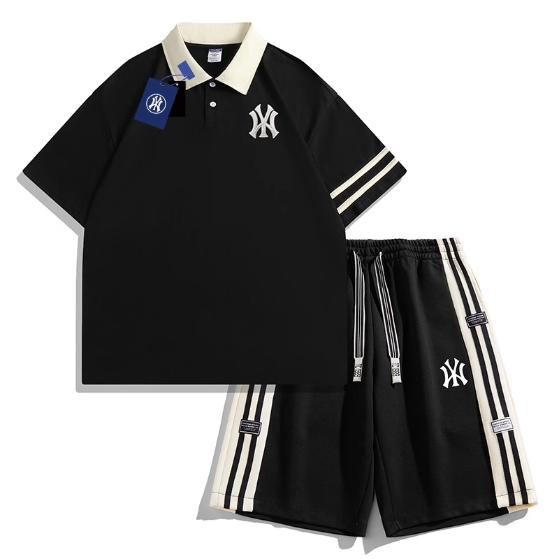 夏季情侣休闲短袖POLO衫短裤套装