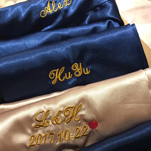 个性定制刺绣新娘晨袍伴娘晨袍