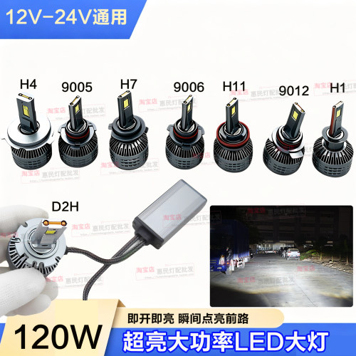 120W汽车led大灯h7灯泡h1超亮H11