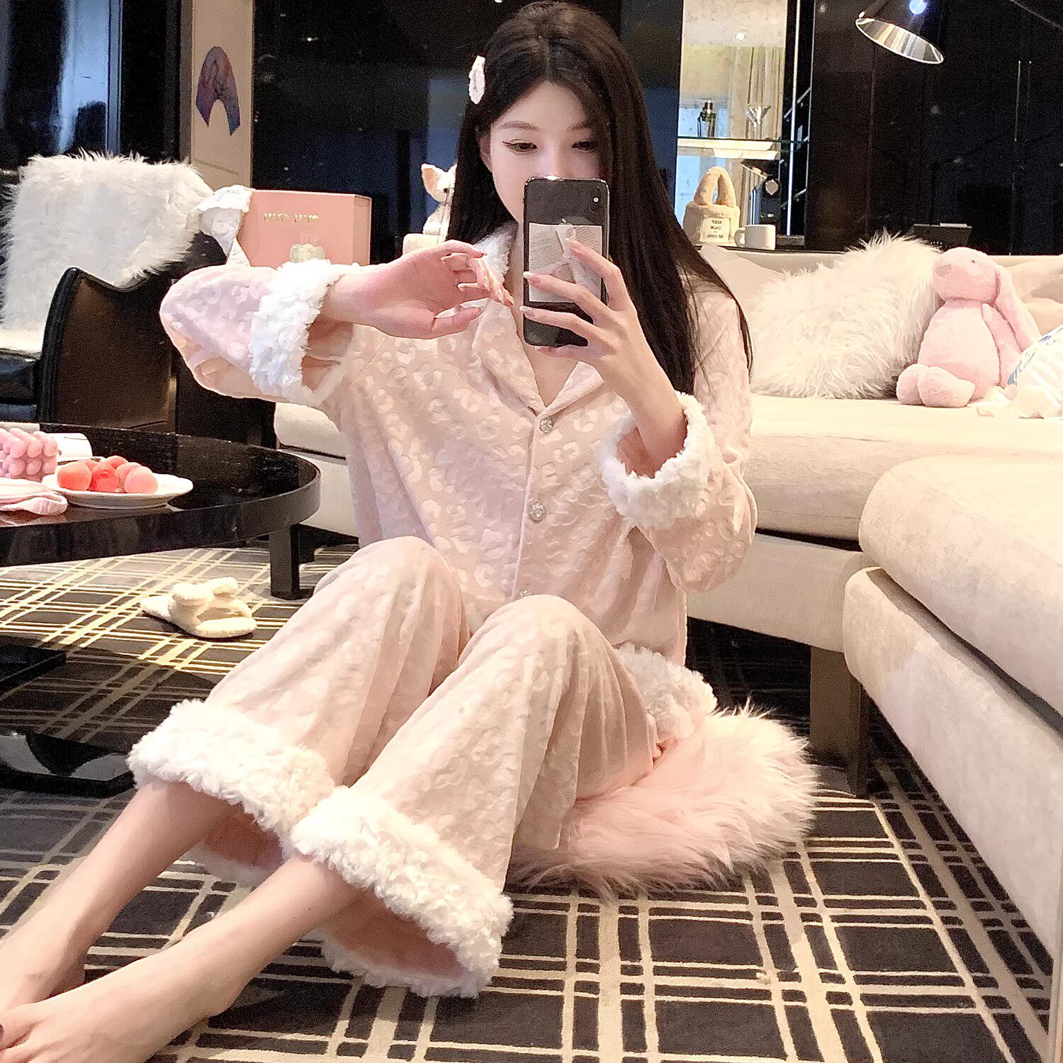 睡衣女款秋冬季2025新款海岛绒加厚双面绒长袖高级感可外穿家居服