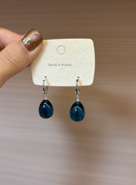 小众蓝色水滴耳环