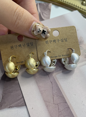 韩国东大门新款小众设计感拉丝耳扣女气质百搭耳钉时尚个性耳饰