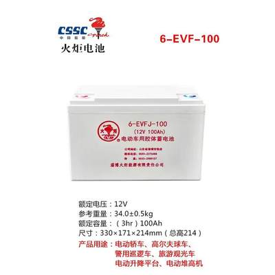 火炬电动车用胶体蓄电池6V/12V/3-EVF-170/200/6-EVFJ-80/100/120