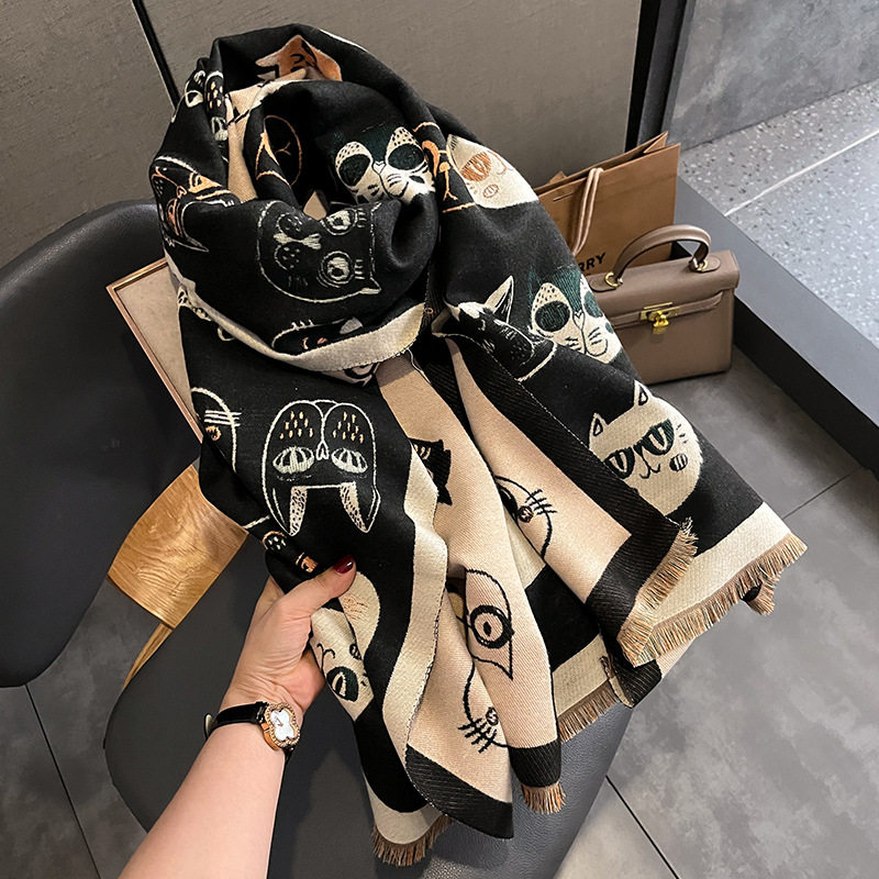 新款秋冬仿羊绒围巾双面韩版加厚空调大披肩少女可爱猫咪保暖围脖,服饰配件/皮带/帽子/围巾,围巾/丝巾/披肩,淘宝优惠券,粉丝福利购,淘宝优惠卷