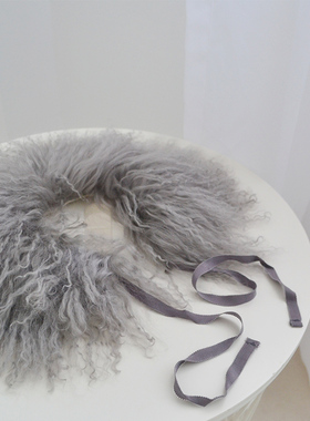 ins围巾chic儿童皮草滩羊毛假领子灰色女宝宝可爱亲子纯色围脖