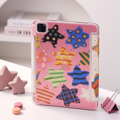 多巴胺星星iPad笔槽三折保护壳