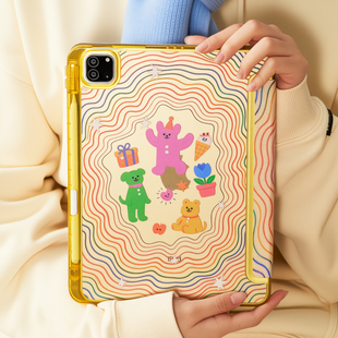 pro带笔槽Y 三折mini7 6亚克力卡通可爱硬壳 10代air13寸 多巴胺适用苹果ipadair7保护套平板电脑壳air6