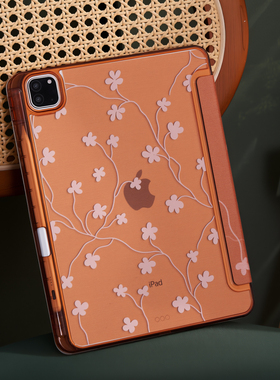 复古白碎花适用苹果ipad11代保护套平板电脑iPadpro壳air6/air7带笔槽Y+三折mini7/10代air13寸/4/5亚克力硬