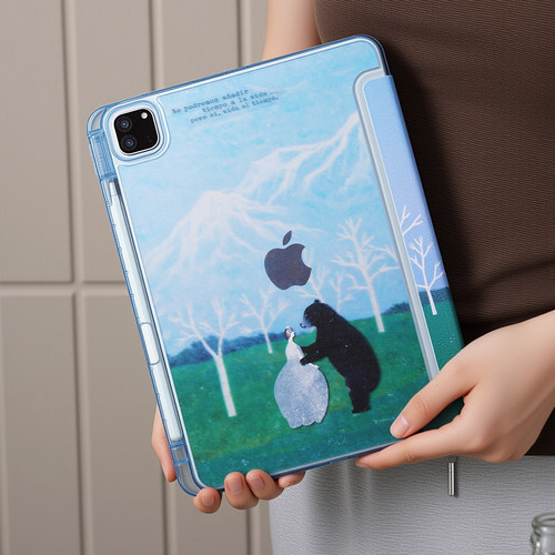 熊和公主iPad笔槽三折壳