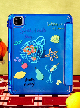 网蓝水果适用苹果ipad11代保护套平板电脑壳air6/pro带笔槽Y+三折mini7/10代air13寸/4/5/6亚克力小清新硬壳