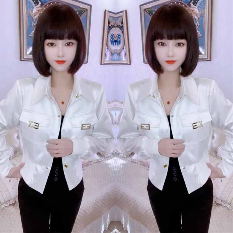 网红爆款时尚外套女2023春季款高级感金属扣纯色百搭显瘦短款夹克