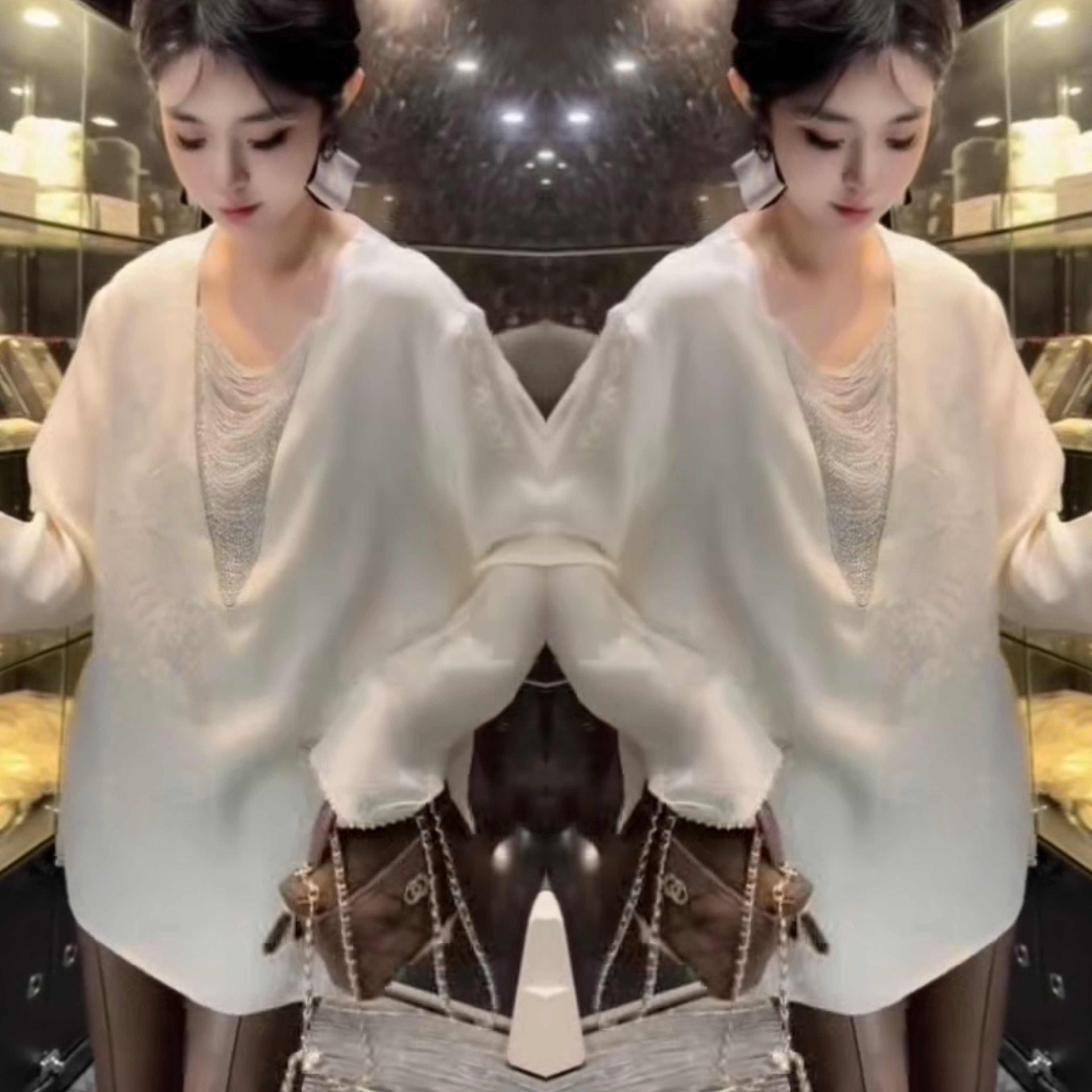 2026早春网红新款中长款小衫女欧货洋气减龄重工串珠V领显瘦上衣,女装/女士精品,上衣,淘宝优惠券,粉丝福利购,淘宝优惠卷