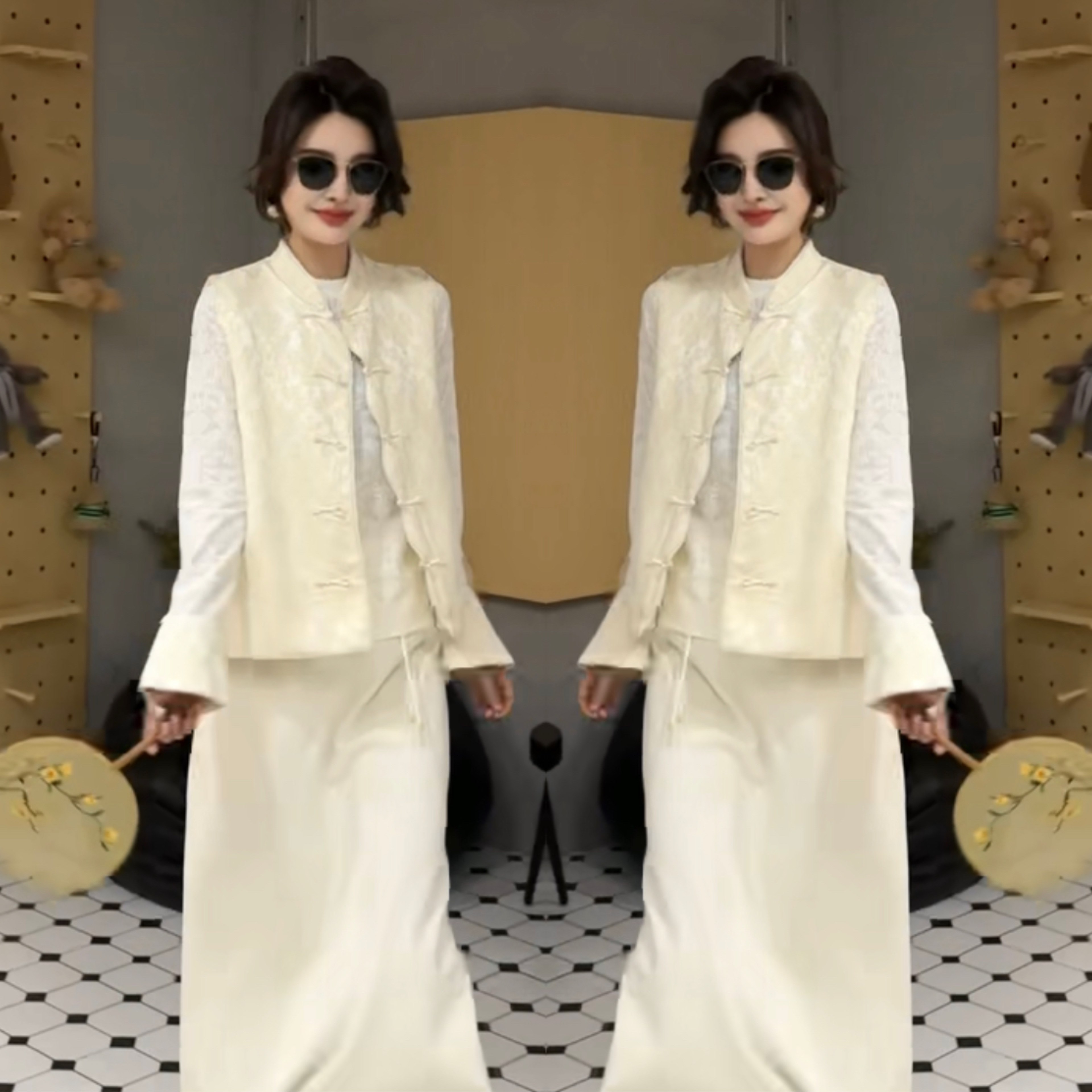 新中式国风气质时尚两件套2026春季新款轻奢提花盘扣马甲打底衫女,女装/女士精品,上衣,淘宝优惠券,粉丝福利购,淘宝优惠卷