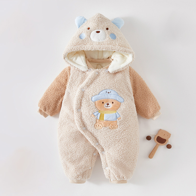 婴儿连体衣保暖春秋冬装夹棉冬季新生儿衣服宝宝外出哈衣加厚加绒