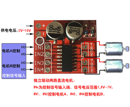 2路直流电机驱动模块正反转PWM