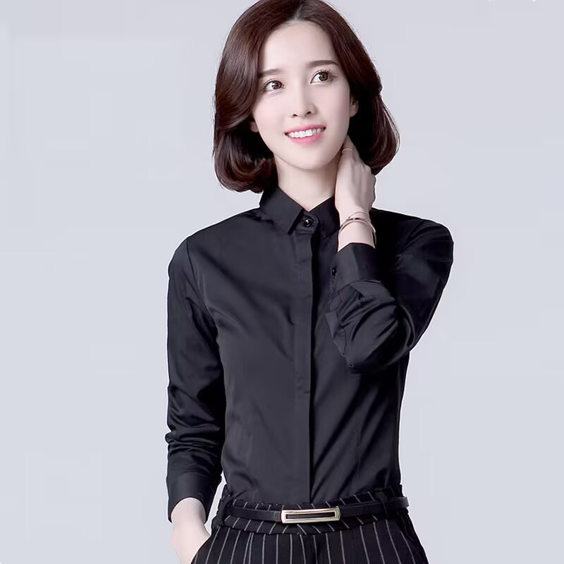 秋季长袖衬衫女新款韩版修身时尚气质百搭正装职业装工作服白衬衣