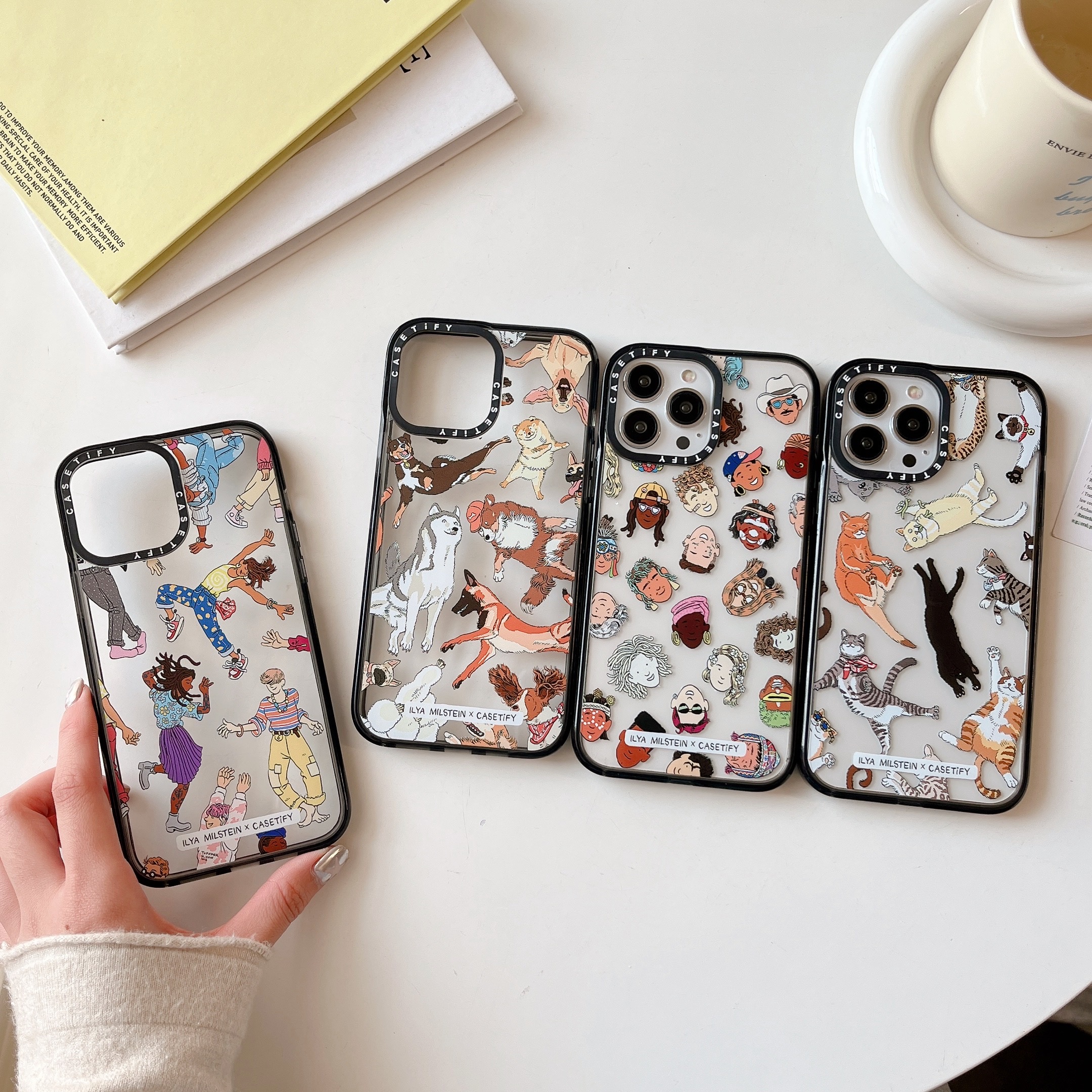 猫咪家族艺术家联名LLyaMilstein适用苹果15Pro亚克力iPhone14ProCASE明星同款12promax潮11/13pro防摔保护套