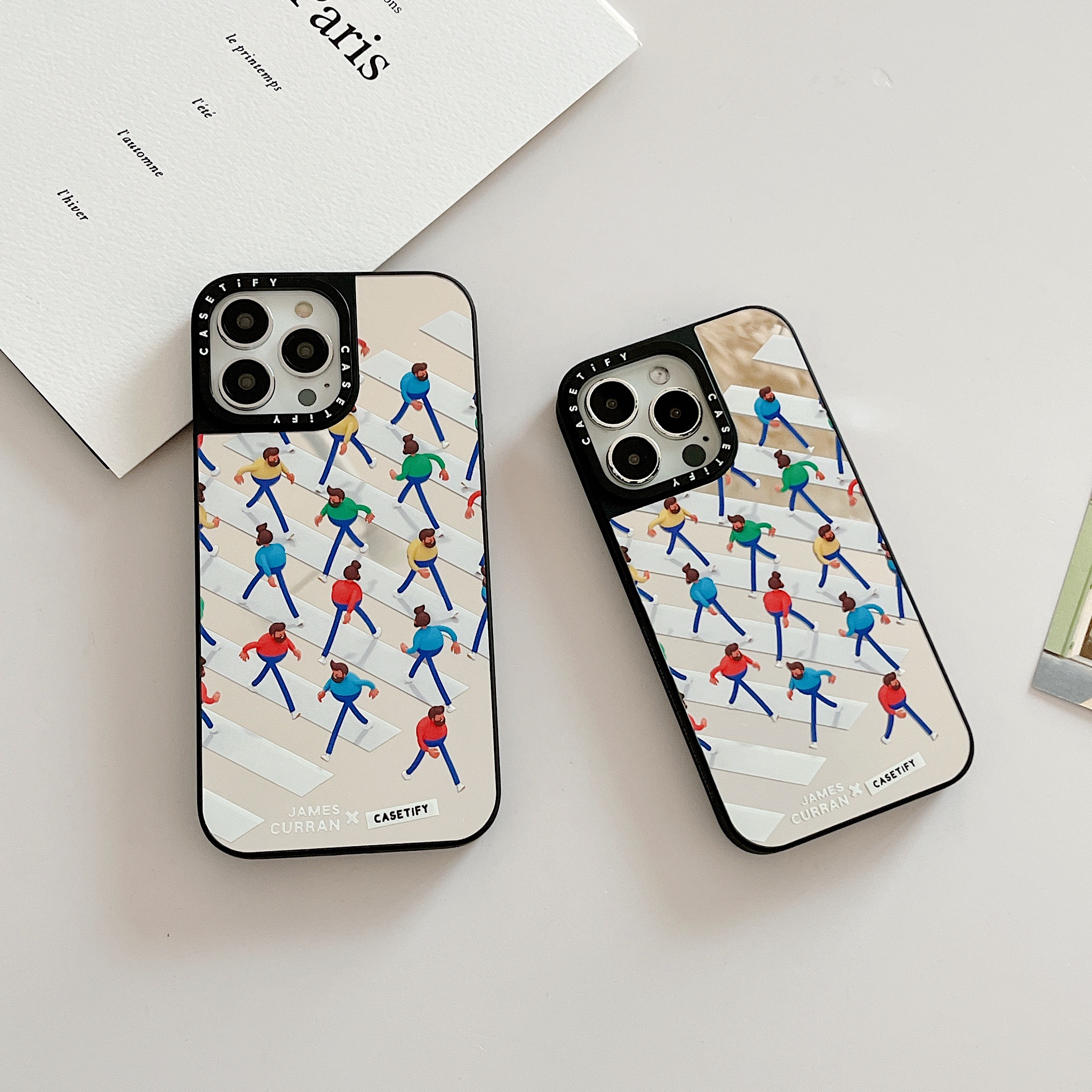 CAS可爱人行斑马线镜面适用苹果15Pro新款防摔iPhone14Promax手机壳CASE明星同款12promax潮11/13pro保护套