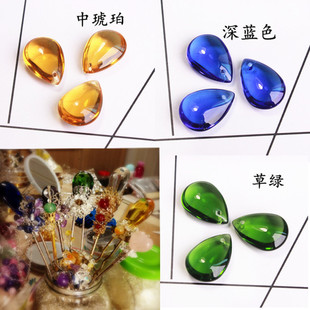 门帘散珠子人造玻璃36mm光面水滴diy手工串珠配件古风发簪diy材料
