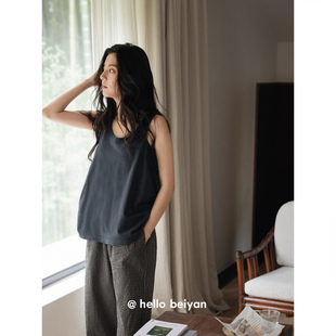 时尚 贝妍凉感莫代尔棉睡衣女夏季 套装 简约无袖 少女休闲家居服 长裤