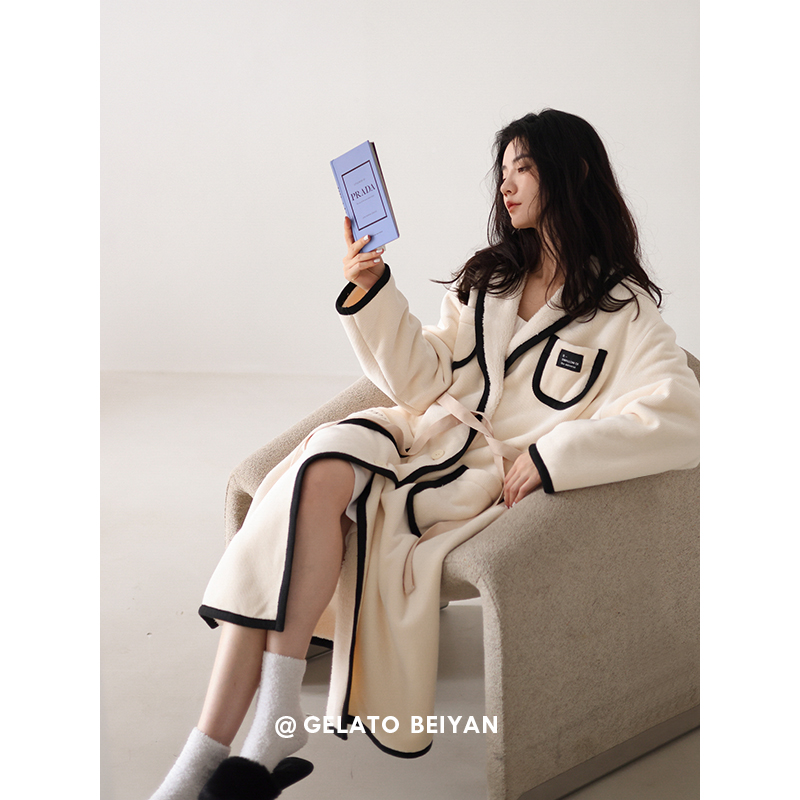 贝妍女双层复合珊瑚绒家居服套装