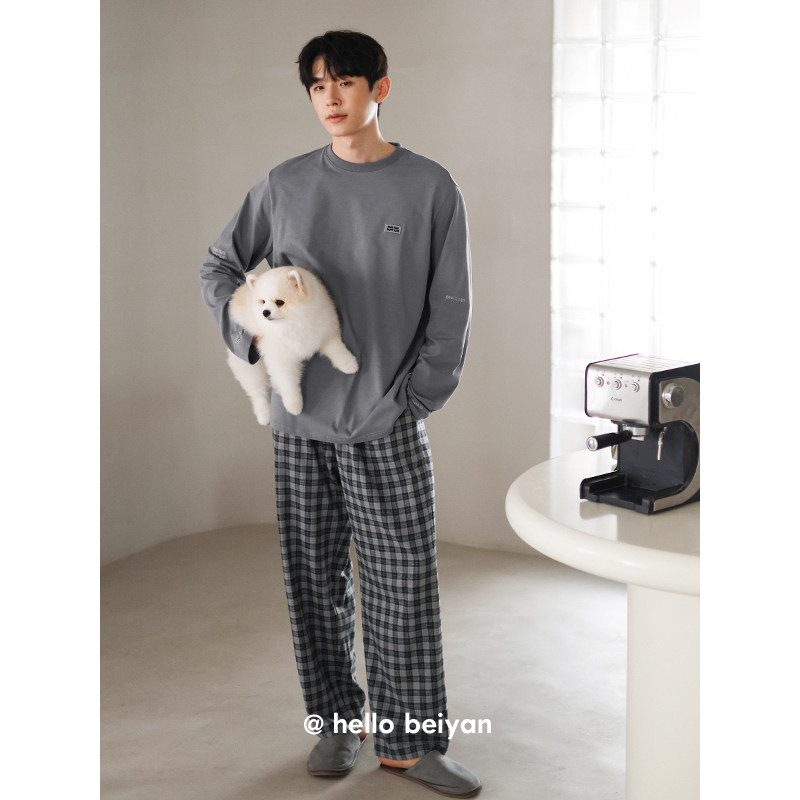 贝妍男士柔软棉长袖睡衣