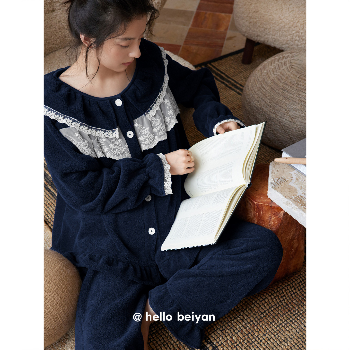 贝妍女士海岛绒甜美公主风睡衣